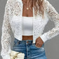 Women's Solid-Color Fashionable Short Lace Jacket With Zipper