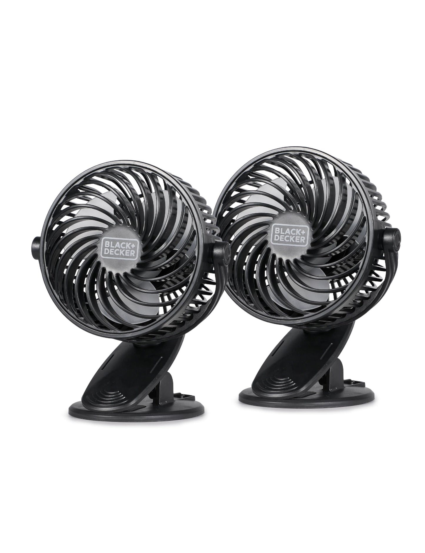 BLACK+DECKER 4" Convertible Cooling Fan Clip Fan and Standing Fan for Home or Office Portable Fan for Tabletop with 3 Speed Settings and Adjustable Tilt Angle Desk Fan 2-Pack Black